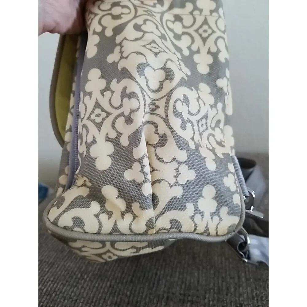 Petunia Pickle Bottom Backpack Shoulder Diaper‎ Bag Gray Light Yellow Green